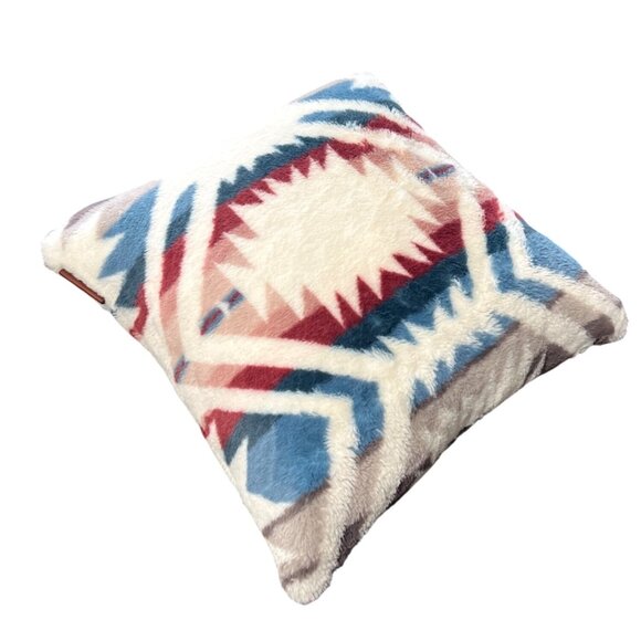 Pendleton Other - Pendleton Throw Pillow Tribal Aztec Faux Fur Square Blue White Red Gray